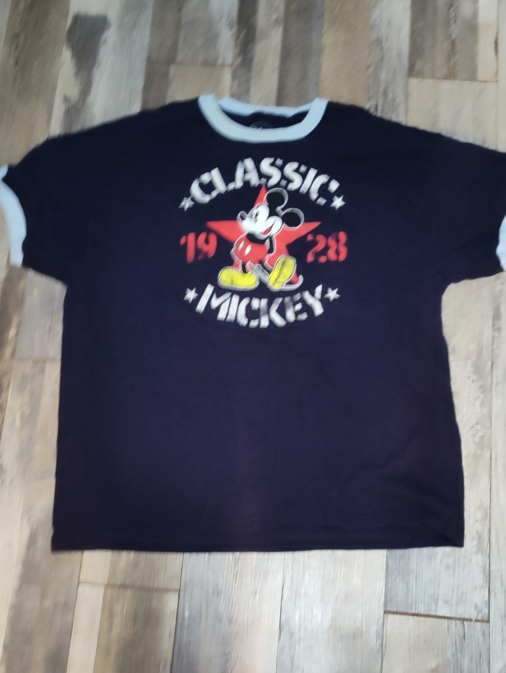 5/$25 SALE Disney Size XXL Navy Classic Mickey Graphic Tee with Light Blue Trim
